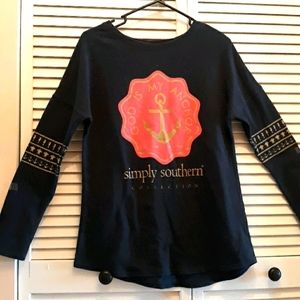 Ladies Simply Southern navy blue top